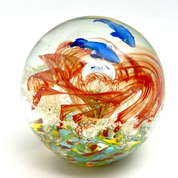 HAND BLOWN UNDERWATER WORLD of GLASS OFFICE PAPERWEIGHT GLASS FOR DESK DECOR - Picture 6 of 12